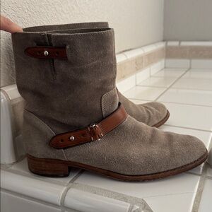 Coach Taupe Suede Ankle Boots with Buckle